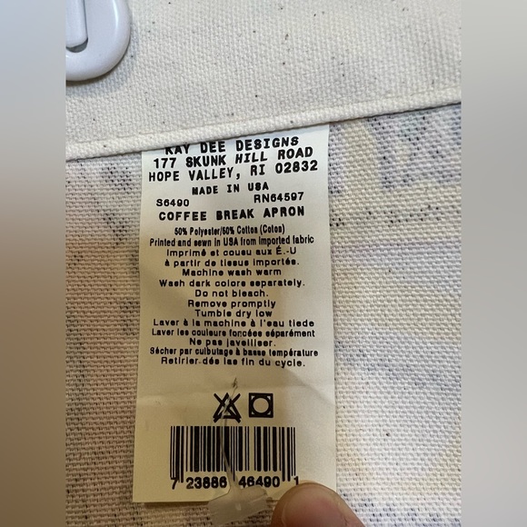 Kay Dee Designs Natural Beige Coffee Break Apron Logo Cup Checkerboard - Picture 3 of 4